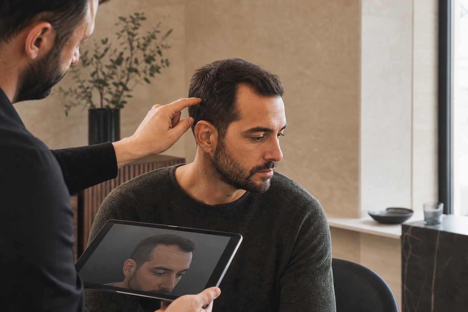 Private SMP assessment for a man with short hair