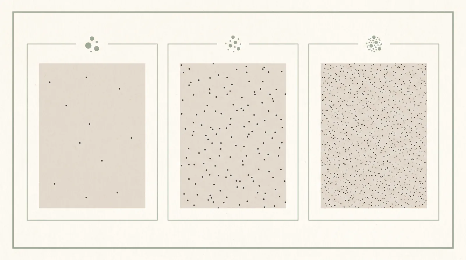 Educational schematic showing visual density developed through three conservative layers
