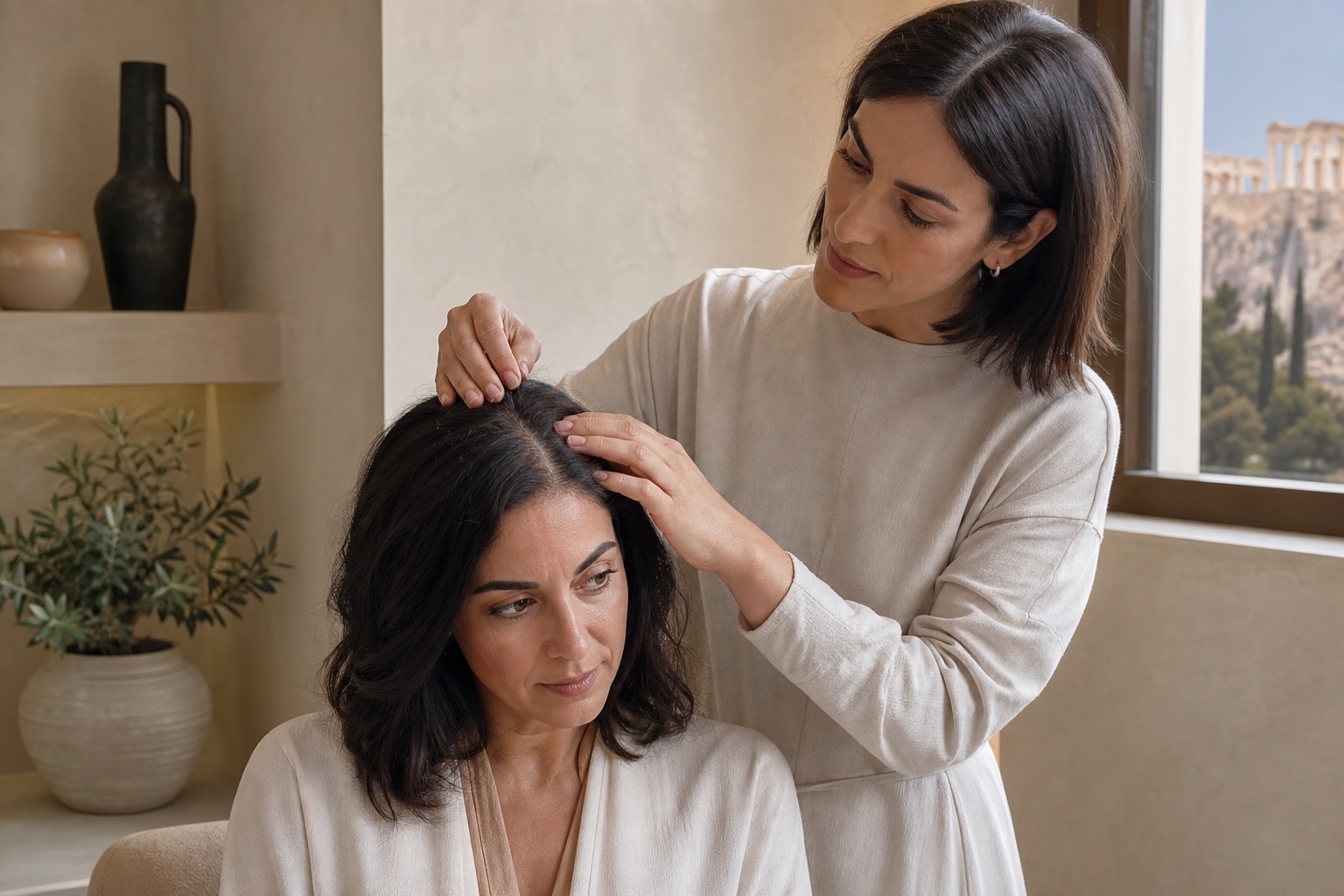 Illustrative assessment of a woman’s hair-density pattern